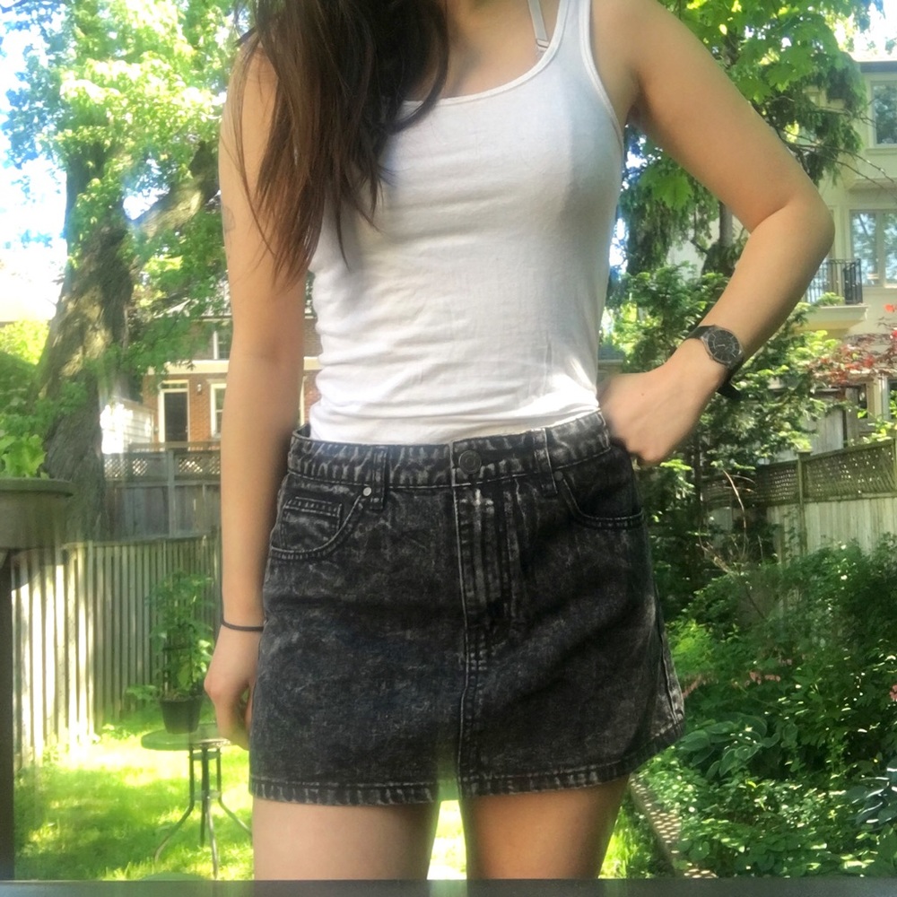 F21 Black Denim Skirt